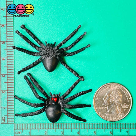 Spider Large Black Spiders Red Eyes Charm Halloween Cabochons 30 Pcs