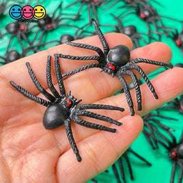 Spider Large Black Spiders Red Eyes Charm Halloween Cabochons 30 Pcs