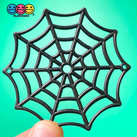 Spider Webs Black Glow-In-The-Dark Spiders Web Charm Halloween Cabochons 20 Pcs