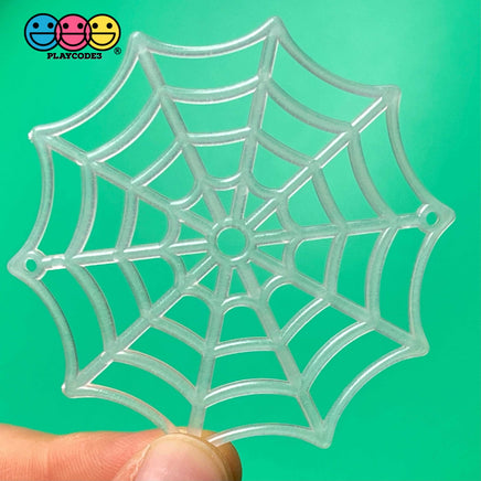 Spider Webs Black Glow-In-The-Dark Spiders Web Charm Halloween Cabochons 20 Pcs
