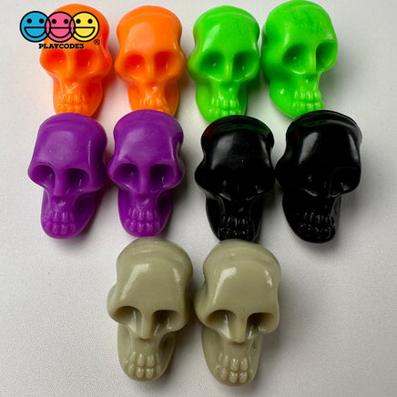 Spooky Mini Skull Heads 5 Colors Charm Plastic Party Favors Halloween Cabochons 10 Pcs Playcode3 Llc
