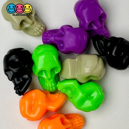 Spooky Mini Skull Heads 5 Colors Charm Plastic Party Favors Halloween Cabochons 10 Pcs Playcode3 Llc