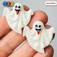 Spooky Tongue Sticking Out Ghost Flack Back Charms Halloween Cabochon 10Pcs Charm
