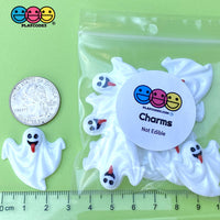 Spooky Tongue Sticking Out Ghost Flack Back Charms Cabochon 10Pcs Charm