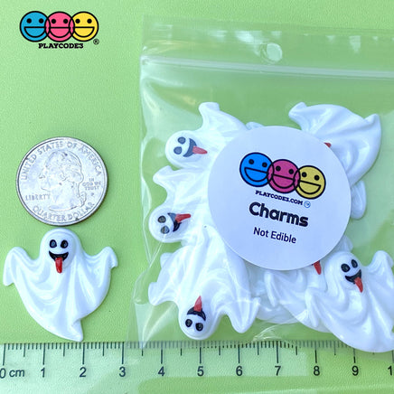 Spooky Tongue Sticking Out Ghost Flack Back Charms Cabochon 10Pcs Charm