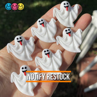 Spooky Tongue Sticking Out Ghost Flack Back Charms Cabochon 10Pcs Charm