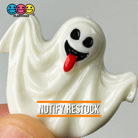 Spooky Tongue Sticking Out Ghost Flack Back Charms Halloween Cabochon 10Pcs Charm