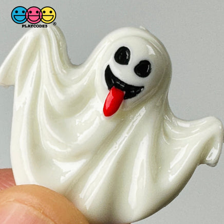 Spooky Tongue Sticking Out Ghost Flack Back Charms Halloween Cabochon 10Pcs Charm