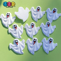 Spooky Tongue Sticking Out Ghost Flack Back Charms Cabochon 10Pcs Charm