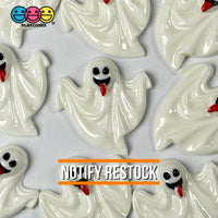 Spooky Tongue Sticking Out Ghost Flack Back Charms Halloween Cabochon 10Pcs Charm