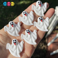 Spooky Tongue Sticking Out Ghost Flack Back Charms Cabochon 10Pcs Charm