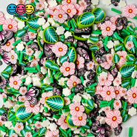 Spring Flower Leaves Butterfly Blossom Easter Fake Clay Sprinkles Decoden Fimo Jimmies 10 Grams