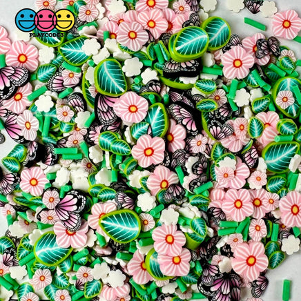 Spring Flower Leaves Butterfly Blossom Easter Fake Clay Sprinkles Decoden Fimo Jimmies 10 Grams