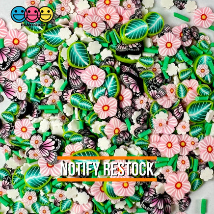 Spring Flower Leaves Butterfly Blossom Easter Fake Clay Sprinkles Decoden Fimo Jimmies 10 Grams