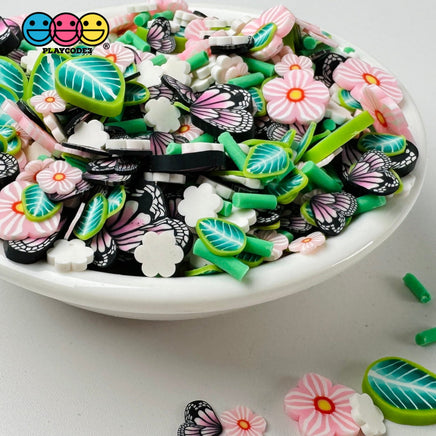 Spring Flower Leaves Butterfly Blossom Easter Fake Clay Sprinkles Decoden Fimo Jimmies Sprinkle