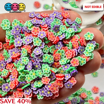 Spring Flower Mix Red Green Purple Harvest Fimo Fake Sprinkles Confetti Funfetti Sprinkle