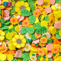 Spring Flowers Tulip Sunflowers Fimo Mix Flower Leaves Daisies Faux Sprinkles Fake Bake Funfetti 20