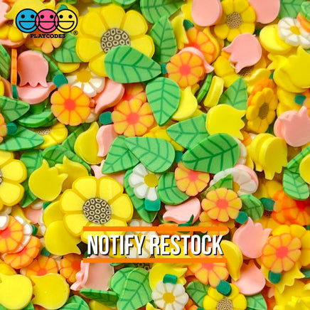 Spring Flowers Tulip Sunflowers Fimo Mix Flower Leaves Daisies Faux Sprinkles Fake Bake Funfetti 20