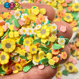 Spring Flowers Tulip Sunflowers Fimo Mix Flower Leaves Daisies Faux Sprinkles Fake Bake Funfetti