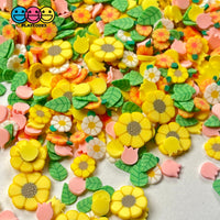 Spring Flowers Tulip Sunflowers Fimo Mix Flower Leaves Daisies Faux Sprinkles Fake Bake Funfetti
