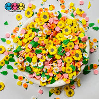 Spring Flowers Tulip Sunflowers Fimo Mix Flower Leaves Daisies Faux Sprinkles Fake Bake Funfetti