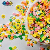 Spring Flowers Tulip Sunflowers Fimo Mix Flower Leaves Daisies Faux Sprinkles Fake Bake Funfetti