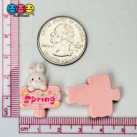 Spring Sign Cute Pink Rabbit Bunny Easter Kawaii Charm Flat Back Cabochons Decoden 10 Pcs Playcode3