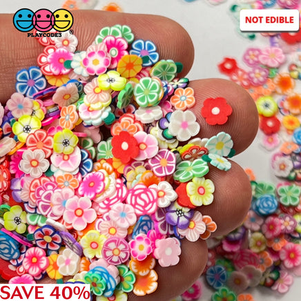 Spring Wildflowers Mix Multi Color Fimo Slices Fake Clay Sprinkles Flower Decoden Jimmies Funfetti
