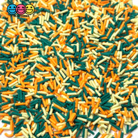 St Patrick Holiday Orange Dark Green Light Yellow 5mm Fake Clay Sprinkles Decoden Fimo Jimmies PLAYCODE3 10 grams
