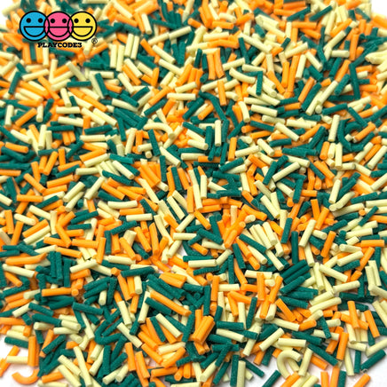 St Patrick Holiday Orange Dark Green Light Yellow 5mm Fake Clay Sprinkles Decoden Fimo Jimmies PLAYCODE3 10 grams