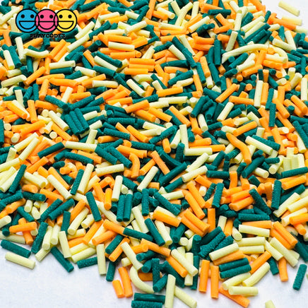 St Patrick Holiday Orange Dark Green Light Yellow 5mm Fake Clay Sprinkles Decoden Fimo Jimmies PLAYCODE3 Sprinkle