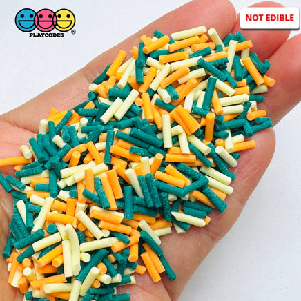 St Patrick Holiday Orange Dark Green Light Yellow 5mm Fake Clay Sprinkles Decoden Fimo Jimmies PLAYCODE3 Sprinkle