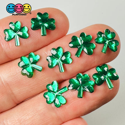St. Patricks Day Shamrock 3 Leaves Lucky 2 Sizes Flatback Charms Cabochons Decoden Charm 10/20 Pcs