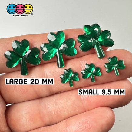 St. Patricks Day Shamrock 3 Leaves Lucky 2 Sizes Flatback Charms Cabochons Decoden Charm 10/20 Pcs