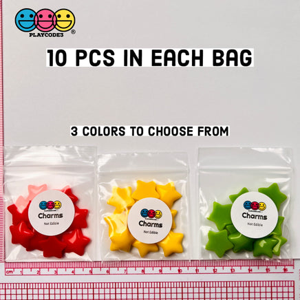 Star Shaped Flatback Mini Charms 3 Colors Cabochons Stars Christmas 10 Pcs Charm