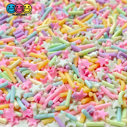 Star Sprinkle Pastel Mix Fimo Slices Fake Clay Sprinkles Stars Decoden Jimmies Funfetti 20 Grams