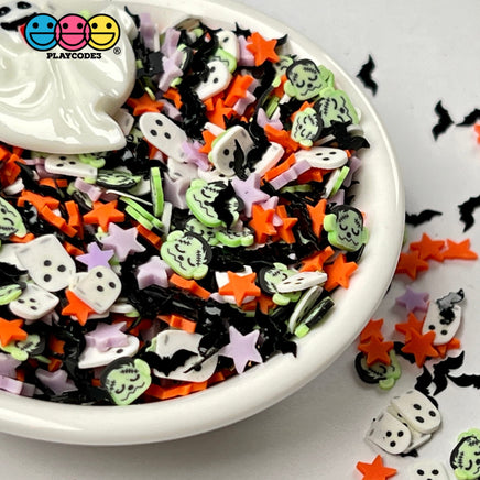 Starry Scary Night Ghost Bat Star Fimo Faux Sprinkles Halloween Funfetti Sprinkle