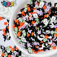 Starry Scary Night Ghost Bat Star Fimo Faux Sprinkles Halloween Funfetti Sprinkle