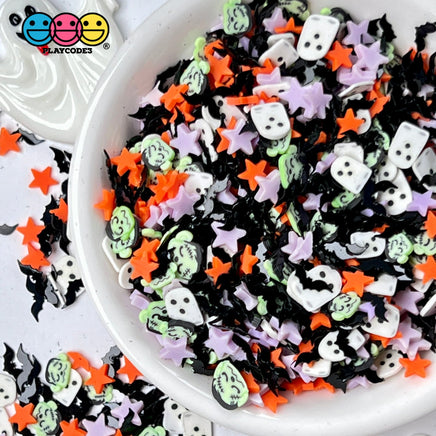 Starry Scary Night Ghost Bat Star Fimo Faux Sprinkles Halloween Funfetti Sprinkle