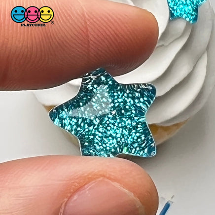 Stars 4Th July Flatback Charms Cabochons Star Red Blue Glitter 15Pcs Charm