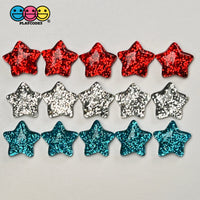 Stars 4Th July Flatback Charms Cabochons Star Red Blue Glitter 15Pcs Charm