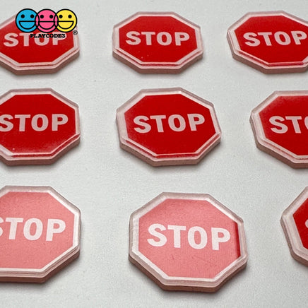 Stop Sign Dollhouse Flatback Cabochons Decoden Charm 10 Pcs Playcode3 Llc