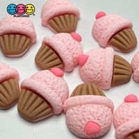 Strawberry Cupcake Pink Heart Valentine’s Day Holiday Flatback Cabochons Decoden Charm 10 Pcs