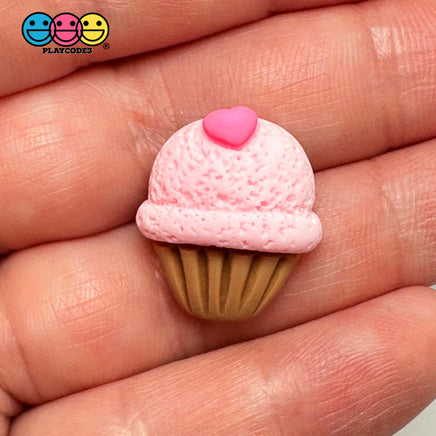 Strawberry Cupcake Pink Heart Valentine’s Day Holiday Flatback Cabochons Decoden Charm 10 Pcs