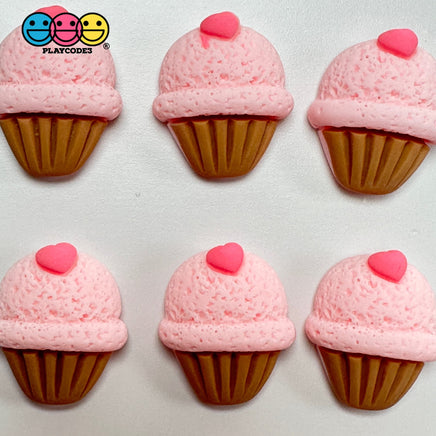 Strawberry Cupcake Pink Heart Valentine’s Day Holiday Flatback Cabochons Decoden Charm 10 Pcs
