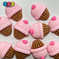 Strawberry Cupcake Pink Heart Valentine’s Day Holiday Flatback Cabochons Decoden Charm 10 Pcs