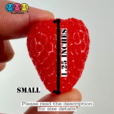 Strawberry Fake Food 3D Flat Bottom Small Large Plastic Resin Prop 5 Pcs Small(5Pcs)