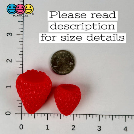 Strawberry Fake Food 3D Flat Bottom Small Large Plastic Resin Prop 5 Pcs