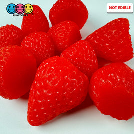 Strawberry Fake Food 3D Flat Bottom Small Large Plastic Resin Prop 5 Pcs