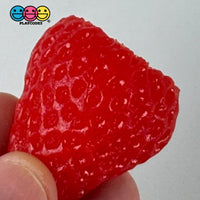 Strawberry Fake Food 3D Flat Bottom Small Large Plastic Resin Prop 5 Pcs
